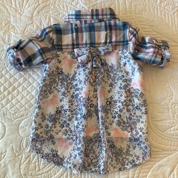 LITTLE LASS High/Low Top, Plaid w/Crystals and Rhinestones, Size: 12 mo. - Picture 5 of 12